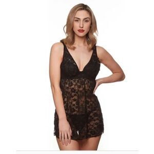 Just Sexy Lingerie Black lace babydoll Chemise NWT plus Size 2X